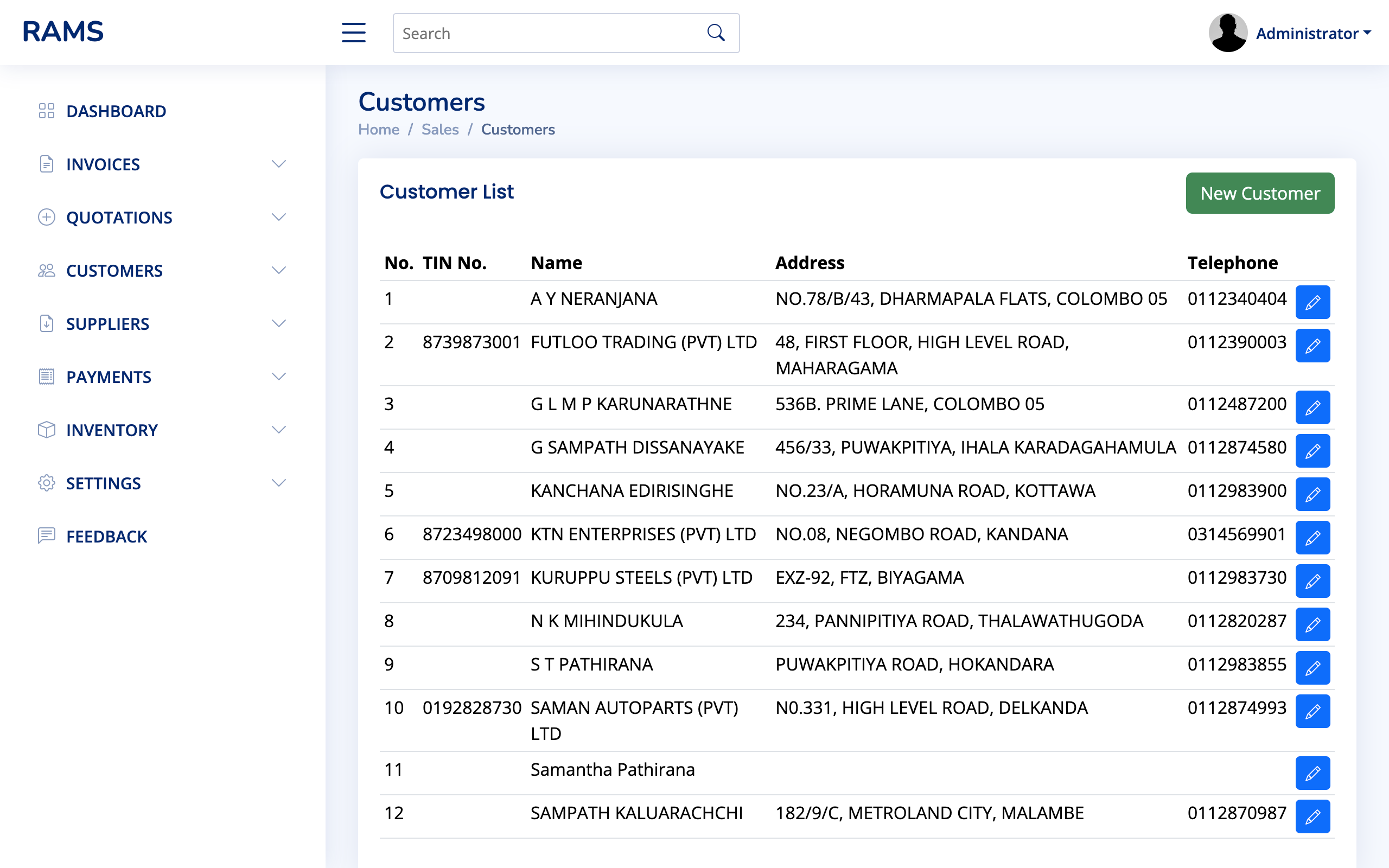 Customer List